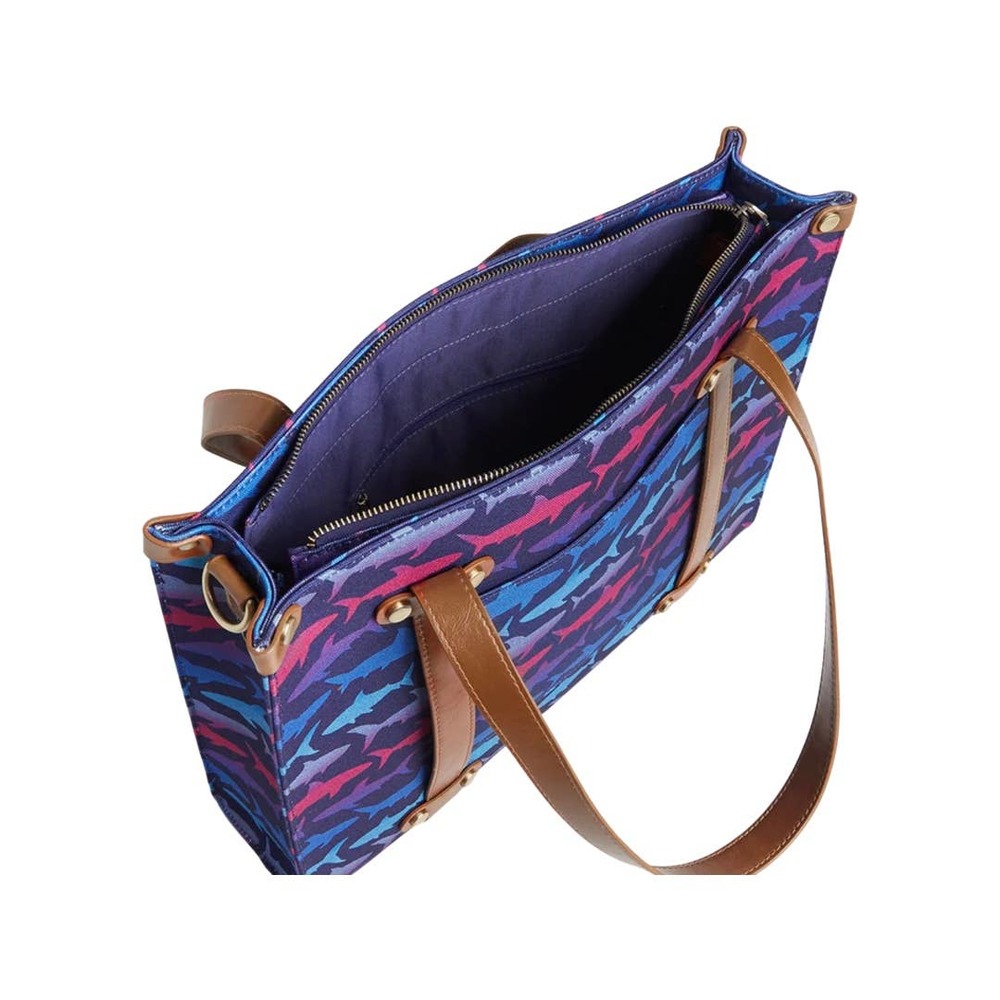 Camp Director Zipped Blue Sharks Tote